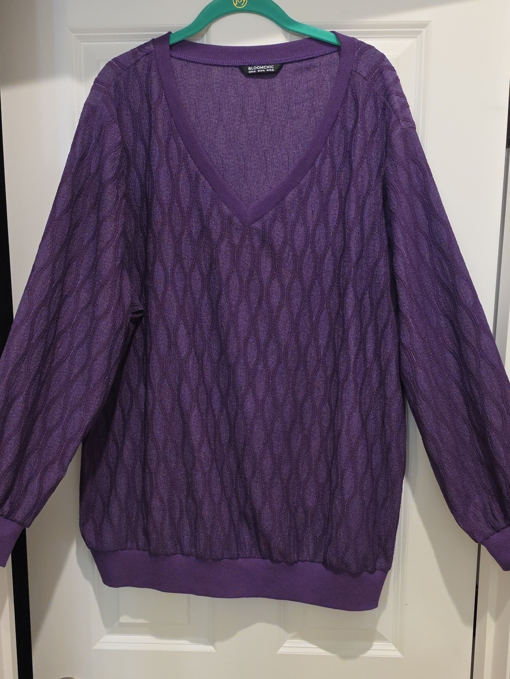 NWOT Bloomchic Deep Plum Textured Stretchy Knit Top 2x